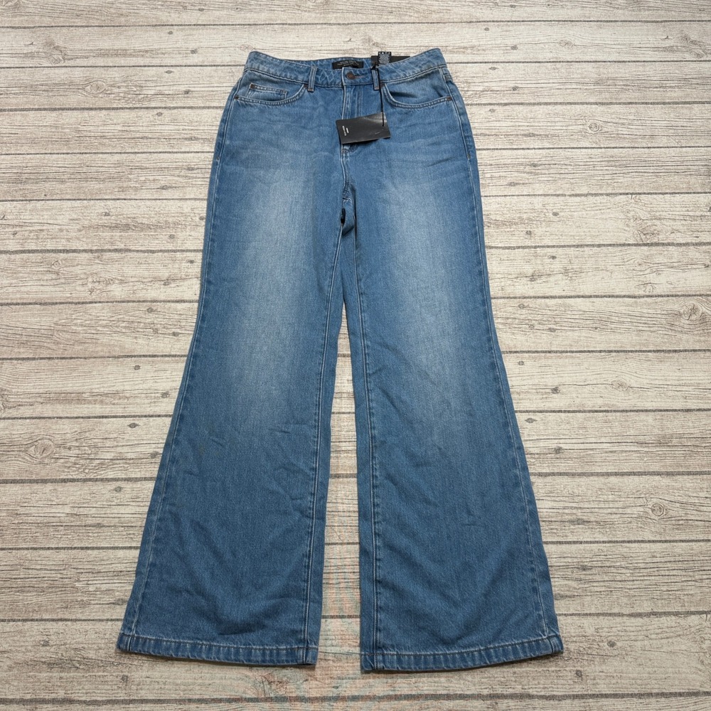 NEW RW & CO Jeans Women's 29 Blue Denim High Rise Wide Leg Relaxed Fit Cotton